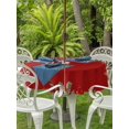 thumbnail image 2 of Outdoor Tablecloth with Umbrella Hole and Zipper, Red Christmas Round Table Cloth 60 Inch Waterproof Tablecloth, Xams Tree Winter Poinsettia Pine Cones Picnic Table Cover for Patio Camping, 2 of 7