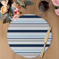thumbnail image 3 of Navy Blue Gray Striped Round 13 Inch Placemats Set of 2, Farmhouse Stripes Modern Abstract Art HeatResistant Non Slip Place Mats for Dining Table, Wipeable Braided Kitchen Table Mats for Housewarming, 3 of 9