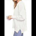 thumbnail image 2 of Suéteres de Murciélago Extragrandes para Mujer, Conjuntos de Otoño 2025, Suéteres de Cuello Redondo de Punto con Abertura Lateral, Tops de Moda. XL, 2 of 8