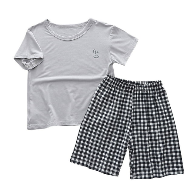 Zpanxa Ensembles Assortis pour Filles Ensemble de Pyjama Mince à Manches Courtes Tenue d'Intérieur Ensemble de Climatisation 6 Ans