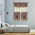 thumbnail image 6 of Country Stars Kitchen Curtains Valances and Tiers Set of 3 Vintage Dark Red Star Black Plaid Brown Wood Grain Tier Curtains and Valance with Rod Pocket for Small Windows, 27.5"x36", 6 of 9