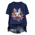 thumbnail image 3 of Tops de Cuello Alto para las Mujeres Amante Impreso Camiseta Cuello Redondo Manga Corta, Poliéster Spandex, 3 of 7