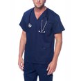 thumbnail image 3 of Dagacci Medical Uniform Unisex Men and Women V-Neck Utility Cotton Scrub Set (Navy,L), 3 of 5