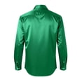 thumbnail image 5 of Deago Men's Silk Satin Dress Shirts Long Sleeve Luxury Shiny Button Down Shirt Formal Casual Business Prom Party Wedding Shirts (Green, L), 5 of 8
