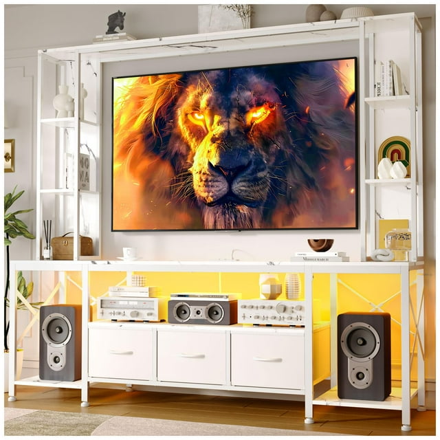 Simple Hogar Mueble De Tv Grande De 2 M. Compatible Con Tv De 65 Pulgadas