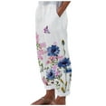 thumbnail image 2 of Azrian Women's Summer Casual Loose Cotton Linen Pocket Pants Women's Summer Printed Cotton Pocket Straight Sleeve Casual Elastic Waist Loose Length Pants, 2 of 5