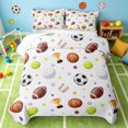thumbnail image 2 of Manfei Cartoon Football Quilt King, Baseball Tennis Sports King Coverlet Set, White Brown Orange, Polka Dots Reversible 3-Piece, 1 Bedspread and 2 Pillowcases, 2 of 7