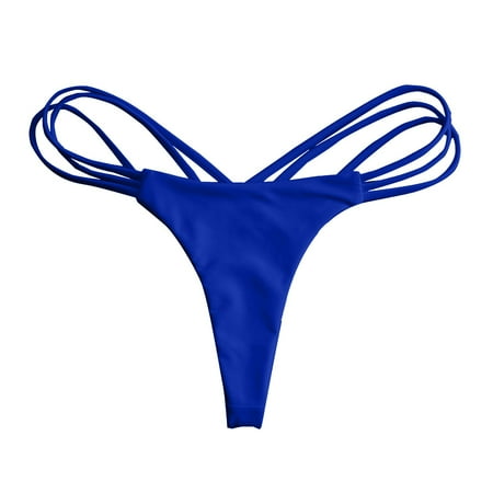 Zhden Womens Swim Bottoms Cheeky Bikini Bottoms Strappy Low Rise Cutout Swimsuit Bottom Thong Bikini BottomBlue L