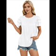 thumbnail image 2 of Camisa de Verano Fruncida con Mangas con Volantes y Textura para Mujer, Color , Talla L, 2 of 8