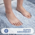 thumbnail image 4 of Alfombrilla de baño de microfibra mullida y peluda, 51 x 76 cm, antideslizante, superabsorbente, lavable a máquina, extra suave, gruesa, color azul, 4 of 4