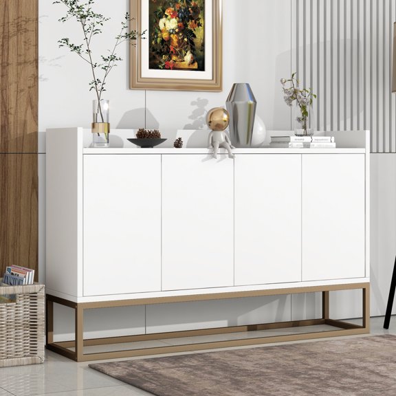 Sideboard Buffet Cabinet with Storage, Modern Buffet Cabinet with Large Storage Space for Kitchen Living Room Dining Room Entryway, 22.6"L x 10.6"W x 19.9"H, White