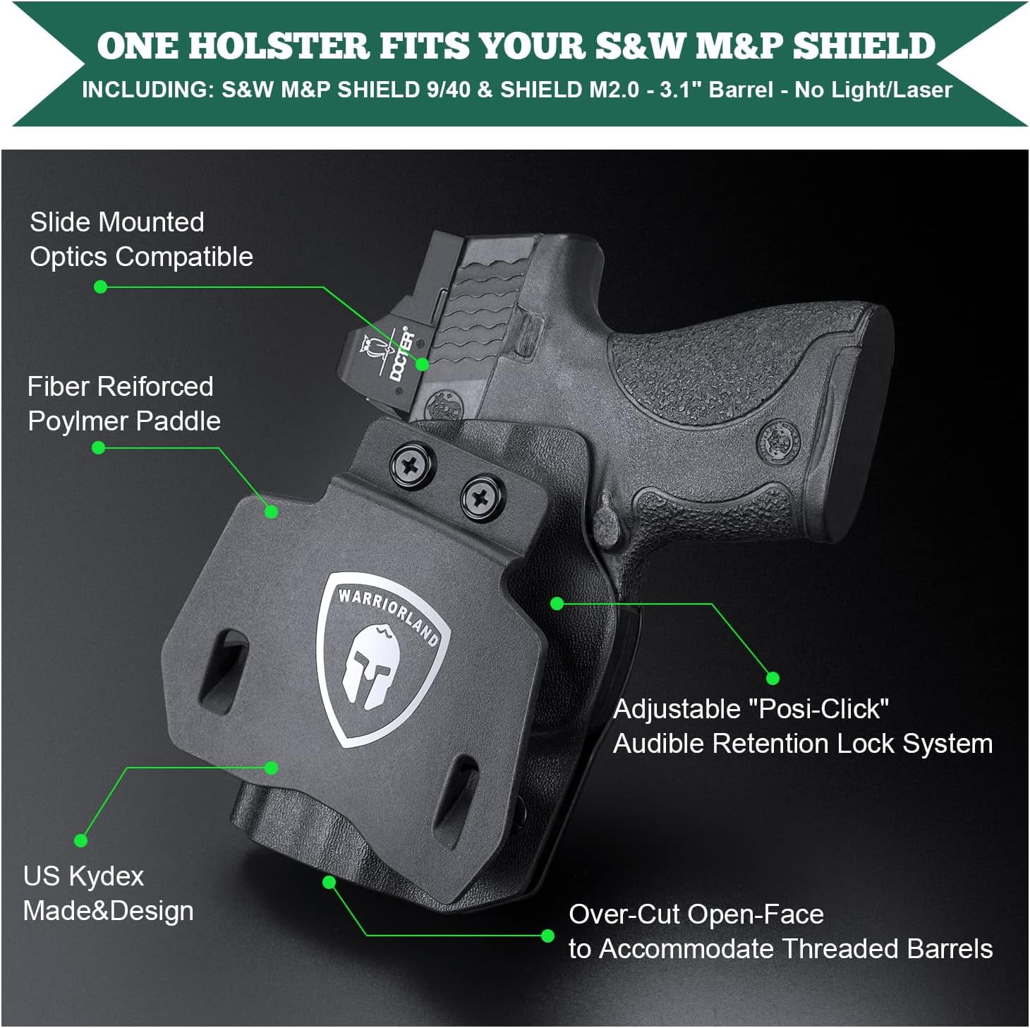 OWB Holster,Optic Cut For S&W M&P Shield Plus/M&P Shield M2.0/M&P Shield M1.0 /M&P Shield MICRO-COMPACT