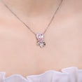 thumbnail image 5 of Jewelrypalace Love Bow 3.1ct Created Pink Sapphire Pink Cubic Zirconia Collor Necklace 925 Sterling Silver, 5 of 6