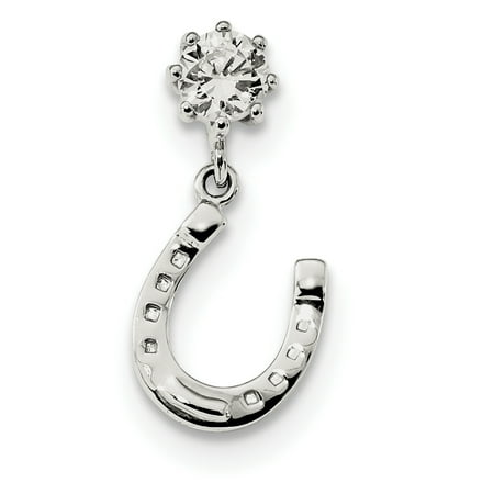 Horseshoe Italian Charm - 925 Sterling Silver Cubic Zirconia Cz Horseshoe Necklace Chain Slide Pendant Charm Good Luck Italian Horn For Women