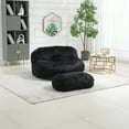 thumbnail image 2 of Modern Plush Soft Bean Bag Chair, Single Lazy Sofa with Ottoman for Adults and Kids, Leisure Lounge Recliner for Living Room, Bedroom, Dorm, Black, 2 of 9