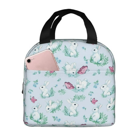 Insulated Lunch Bag for Women Men - Cute Cartoon Rabbit Butterfly Leakproof Cooler Lunch Box for Women Men  Lunch Tote Bags for Work School Picnic Travel