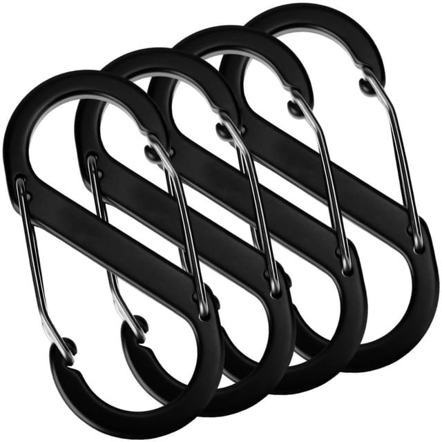 Gancho S TwinLockBlack 4Pzas 10kg Forma S Bloqueo Automático Negro Aleación de Aluminio.