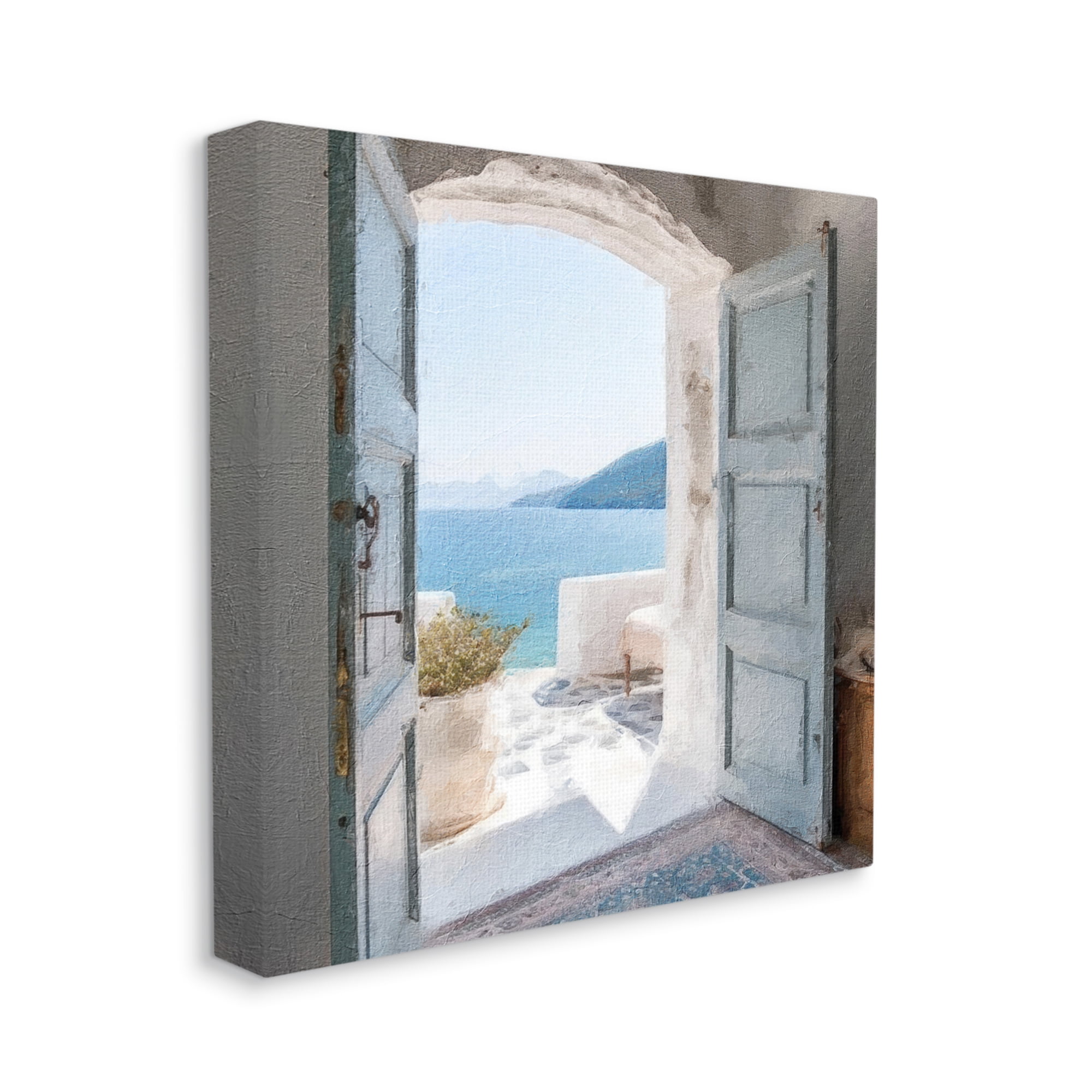 Stupell Industries Coastal Greek Villa Nature Photography Gallery Wrapped Canvas Print Wall Art, 36 x 36