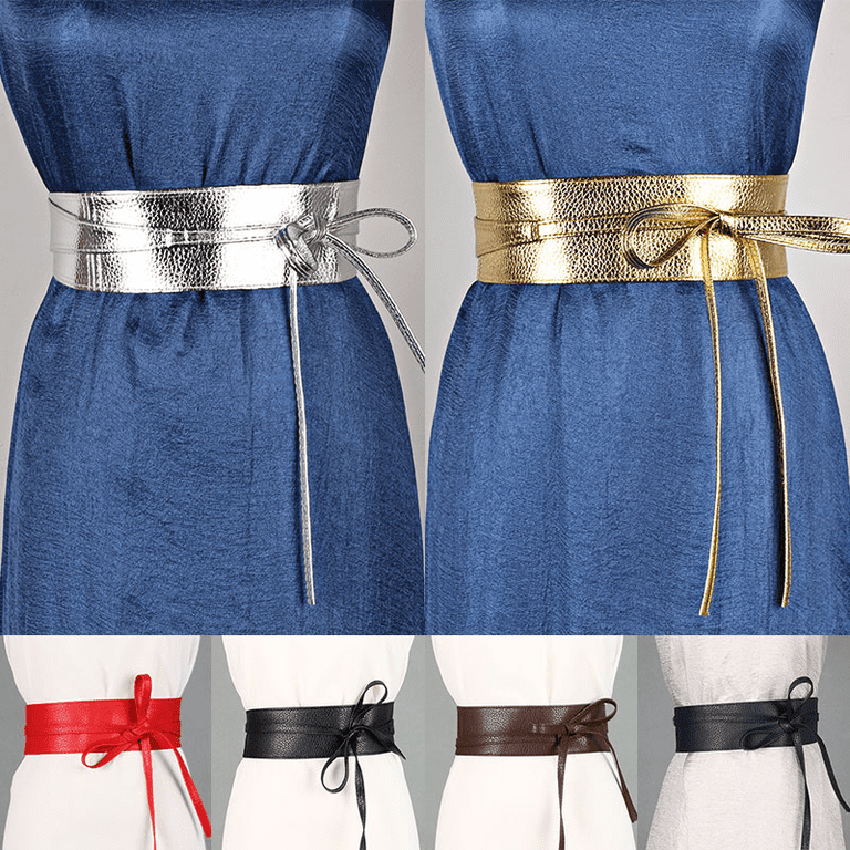 Women Obi Waist Belt Faux Leather Wide Wrap Around Bowknot  display picture 3