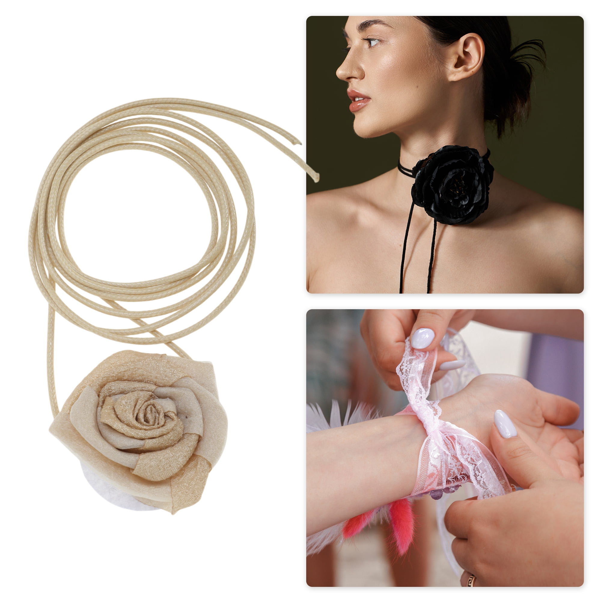 Unique Bargains Fashion Rose Adjustable Choker Necklace for Women Khaki