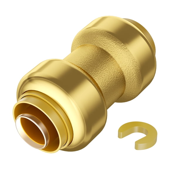 KFFKFF Push‑Fit Straight Pipe Fittings PF7c‑S1/2x1/2 1/2 Brass 1/2 Inch Φ1.07x2.0 in