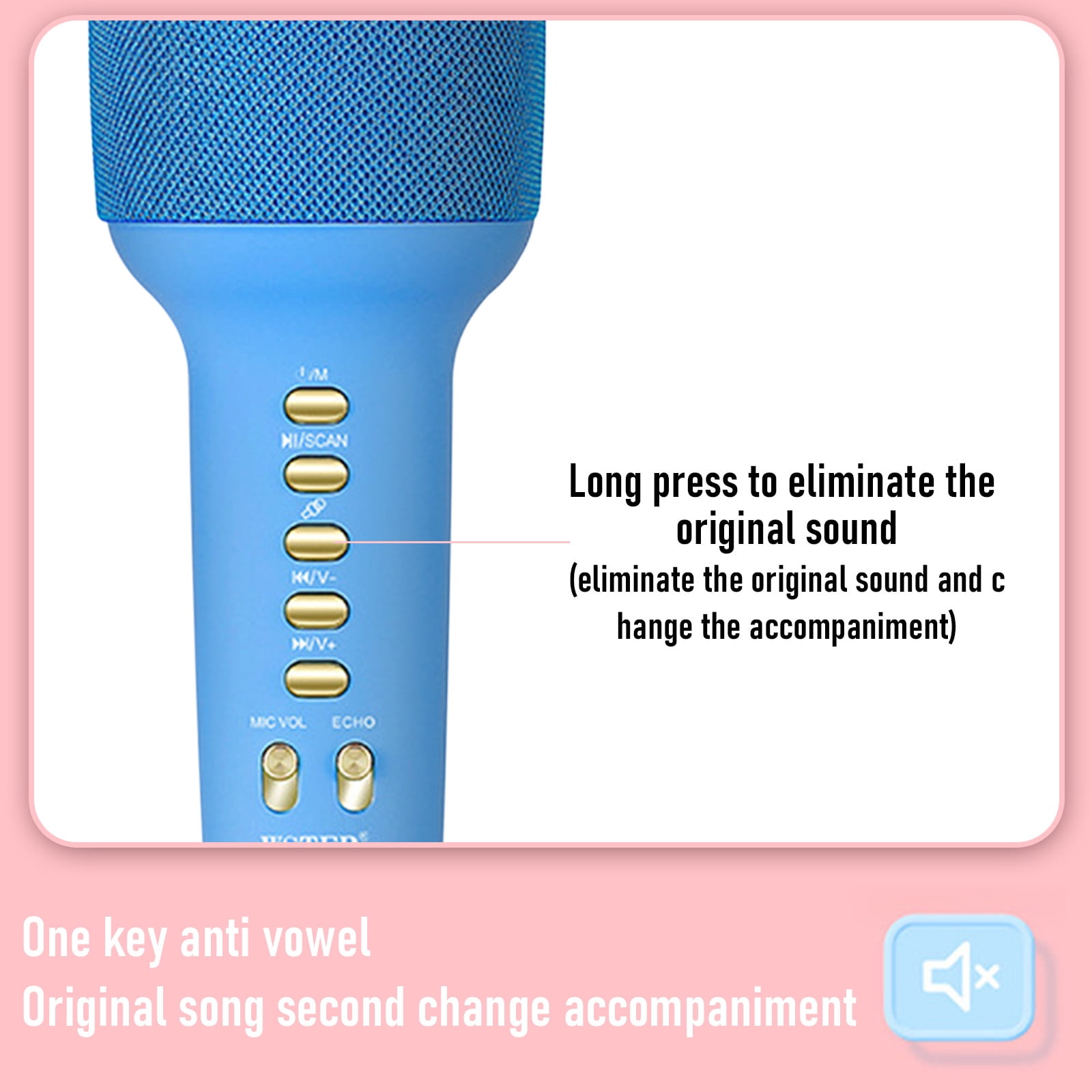 2 in 1 Karaoke Wireless Microphone, New Microphone Speaker Integrated Wireless Microphone Bluetooth Mobile Live Microphone with Four Kinds of Sound Effects PA System for Adults and Kids