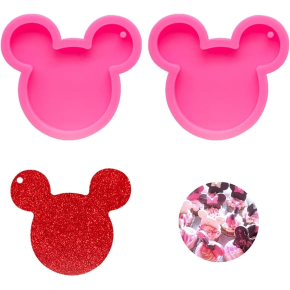 Seedomes 2 Pcs Cute Mouse Head Silicone Mold for DIY Chocolate Candy Pudding Gum Paste Cupcake Cake Topper Decoration Desserts Jelly Shots Handmade Ice Cream Ice Cube Crystal Fondant Mold