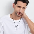 thumbnail image 2 of Men's Cross Necklace 316L Stainless Steel Large Heavy Cross Pendant for Men Polished White/Gold/Black Jewelry Rolo Chain with 22'' 24'' 26'', 2 of 7