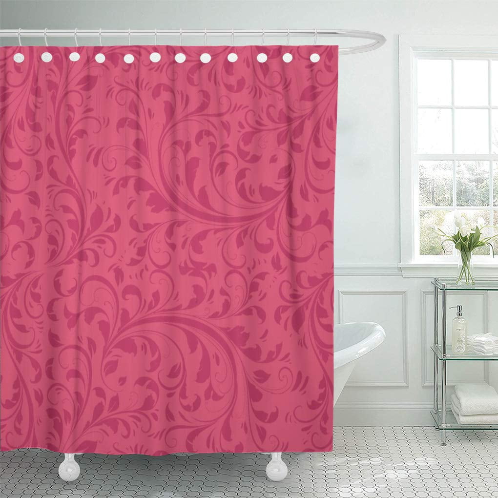 SUTTOM Mauve Hawaiian Pink Pattern Tropical Shower Curtain 60x72 inch