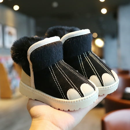 

Boys Girls Winter Snow Boots Waterproof Anti-Skid Warm Plush Baby Cotton Shoes