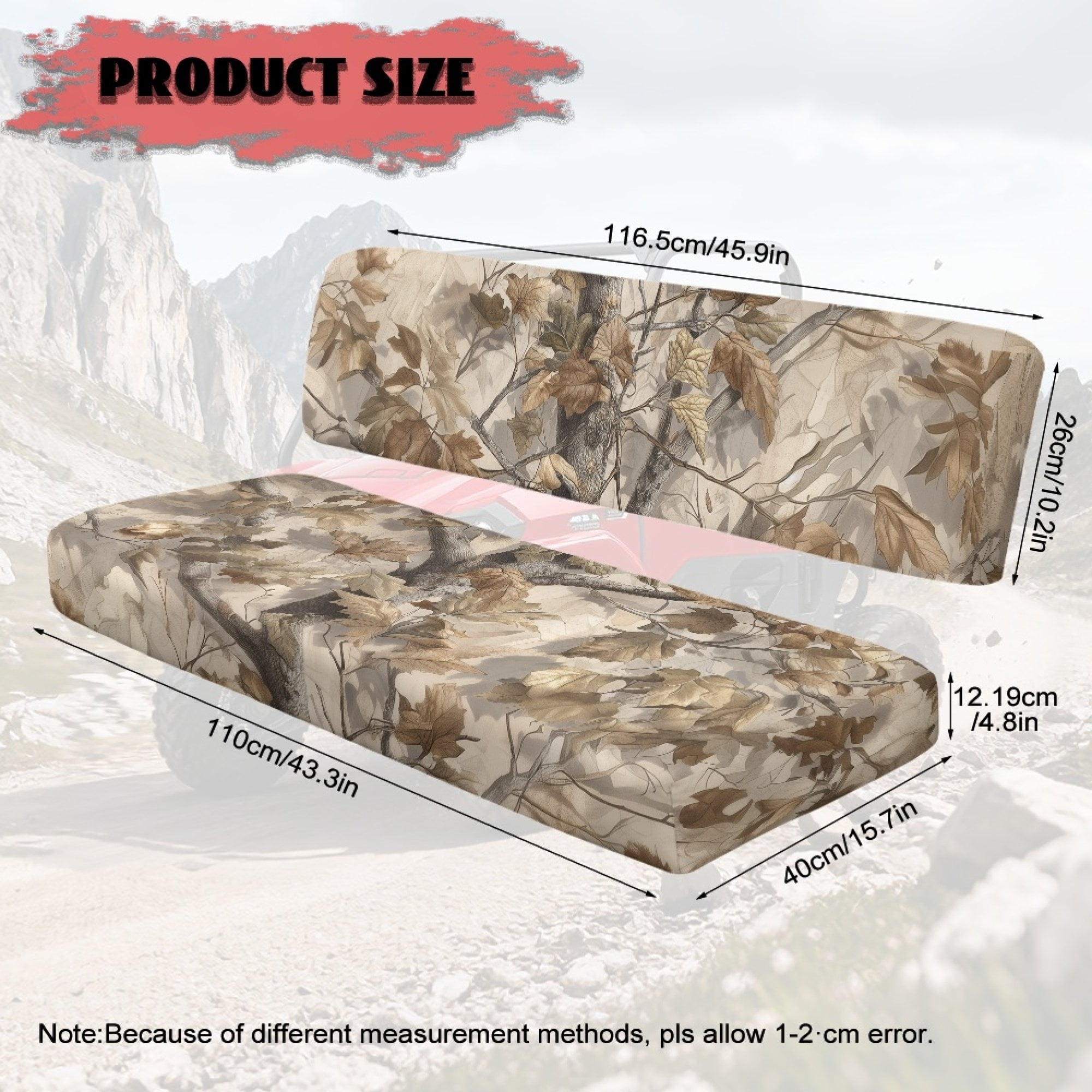 ZIATUBLES Autumn Tree Leaf Print UTV Seat Covers 2 Pack, Waterproof Polyester Replacement Front Bench Seats Covers, Wear-Resistant UTV Outdoor Accessory Part for Kawasaki Mule