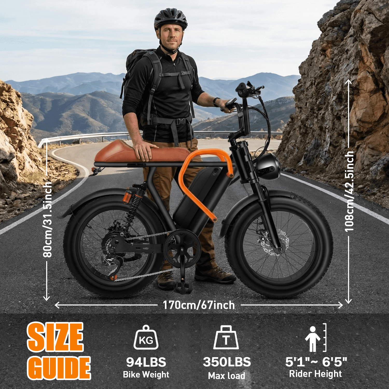 Electric Bike for Adults, 1500W Peak , 30MPH Electric Bike,50Mlies, 20" Fat Tire E-Mountain Bikes, 864Wh Removable Battery Ebike, Full Suspension shock, 7-Speed, UL 2849,Dirt ebike