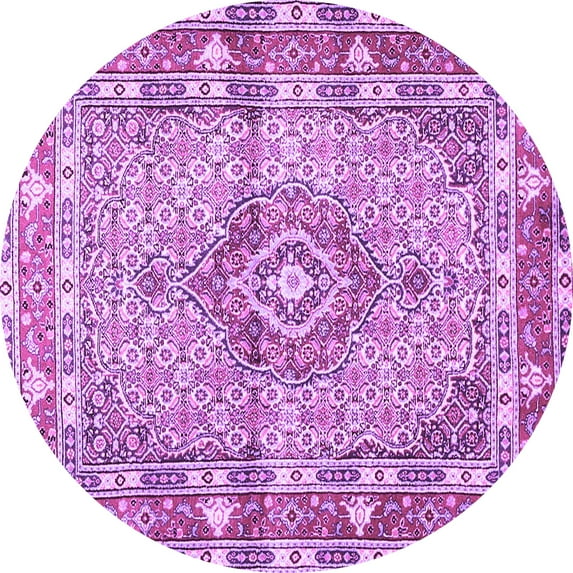Ahgly Company Indoor Round Medallion Purple Traditional Area Rugs, 6' Round