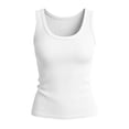 thumbnail image 6 of JULMCOMO Ribbed Tank Tops for Women Scoop Neck Slim Fit Casual Tank Tops Sleeveless Solid Comfy Summer Shirts White L, 6 of 6