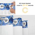 thumbnail image 3 of No Hook Shower Curtain with Snap in Liner, Moroccan Blue Gradient Lattice Waterproof Fabric Bathroom Curtain Mesh Top Window, Concave Tiled Watercolor Shower Curtains 72x84in, 3 of 9
