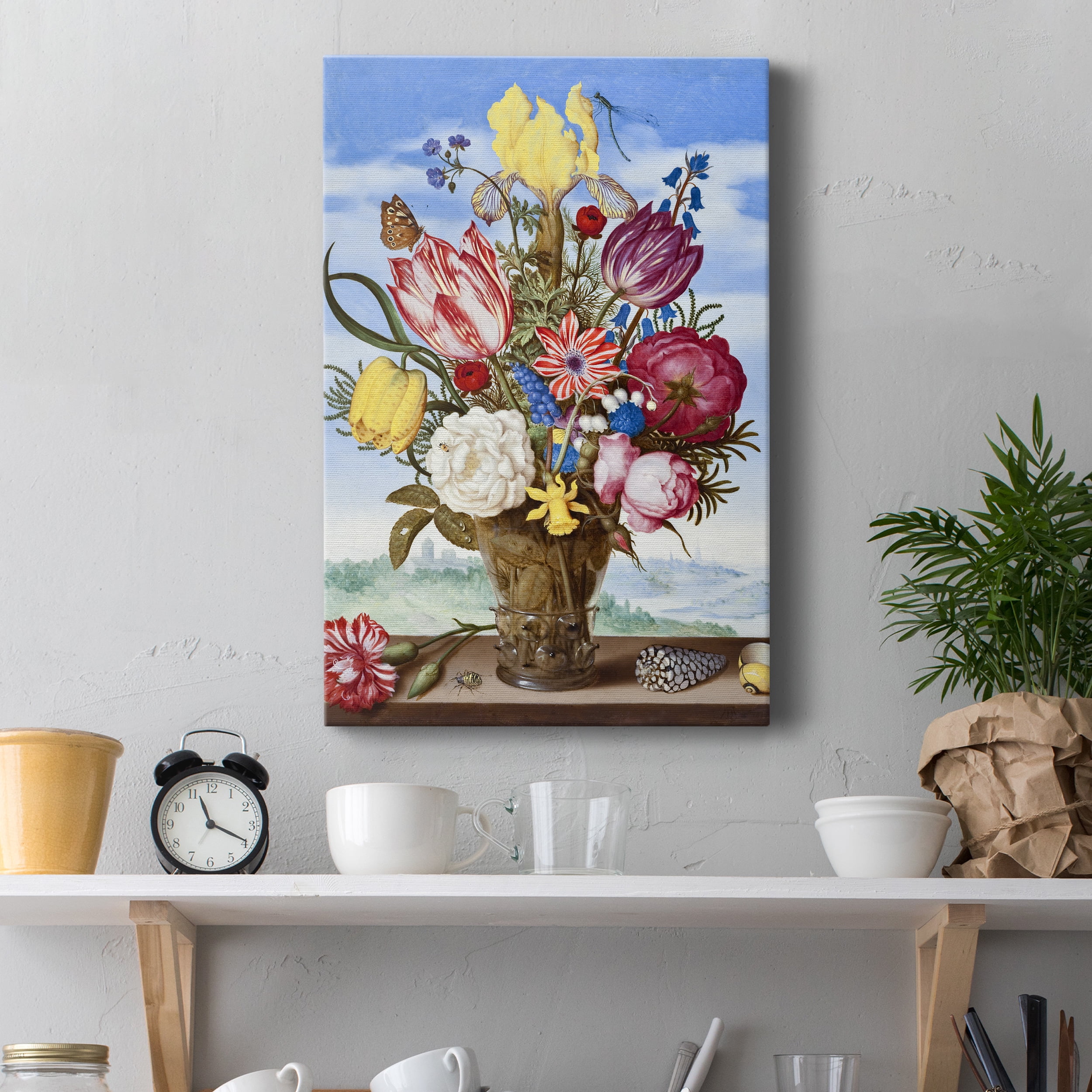 Bouquet of Flowers on a Ledge Premium Gallery Wrapped Canvas - Ready to Hang - 24 x 36