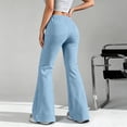 thumbnail image 5 of Flare Wide Leg Sweatpants Women Drawstring High Waist Bell Bottom Y2k Casual Flowy Yoga Pants with Pockets Light Blue 3XL, 5 of 10