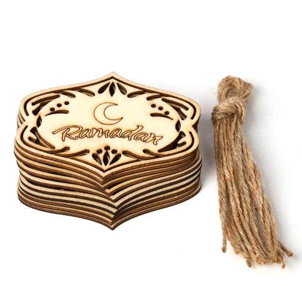 Mini adornos de madera El festival de la laerser de ruptura rápida Bairam Exquisite Islam estilo de registro color DIY colgando ornamento 30 piezas Inevent HA011755-00