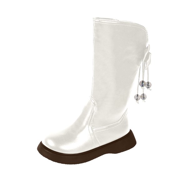 Yammkia Kids White Boots Girls Cowgirl Boots Unisex-Child Mid Calf Glitter Toddler Cowboy Boot Little Big Kids Western Riding Shoes Size 13.5 (Beige,Little Kids 13.5)