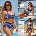 thumbnail image 4 of Psesaysky Hawaii Hibiscus Palm Couples Matching Swimsuits Removable Pad Bikini and Board Shorts for Women Men Summer Beach Corss Front Swimsuit or Drawstring Swim Trunks Plus Size 2026, 4 of 7