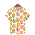 thumbnail image 2 of VBTAPA Mens Spring Shirts Happy Easter Day Rabbit Eggs Print Button Down Shirt Short Sleeve Hawaiian Beach Party Tops Prime Sales Today Multicolor XXL, 2 of 6