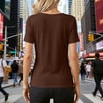thumbnail image 2 of Cotton T-shirts for Women with Floral Lace Trim V Neck Short Sleeve Slim Fit Tops Stretch Base Summer Tshirts (2XL, Coffee), 2 of 8