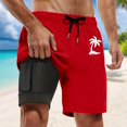 thumbnail image 2 of Mens Swim Trunks With Compression Liner 2 In 1 Swimming Shorts Summer Shorts Coconut Print Double Inner Layer Beach Pants With Pocket Quick Dry Bathing Suits, 2 of 4