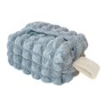 thumbnail image 4 of Caja de pañuelos faciales de felpa rectangular, reutilizable, fácil de limpiar, portátil, con celosía Azul, 4 of 5