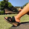 thumbnail image 4 of Viluyesy Women's Wedge Sandals, Floral Open Toe Slip On Soft Sole Casual Comfotable Shoes Black 7.5, 4 of 9