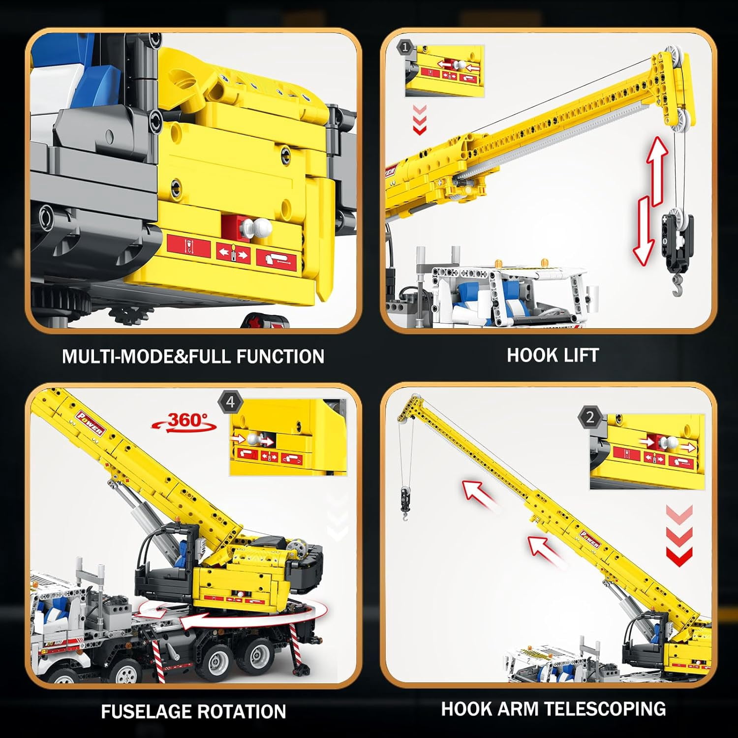Crane Building Block Set 22007, Remote Control Crane Toy with Multiple Function Switching, Mechanical Construction Truck Model Building Kit, Gift for Adult 14+, 2023 Pieces