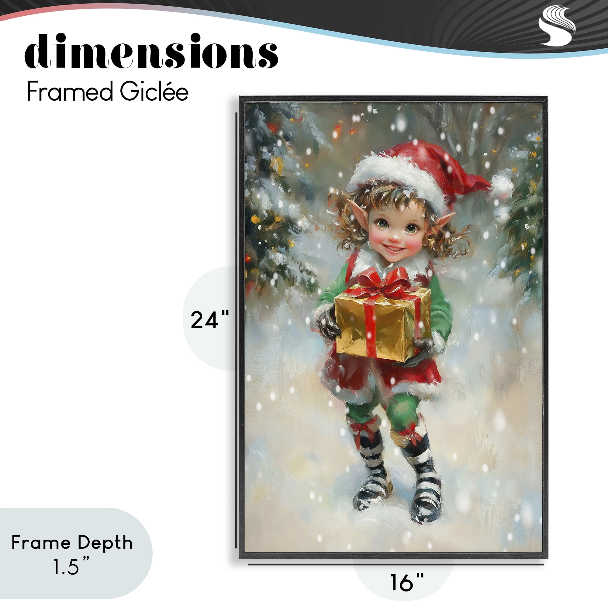 Stupell Industries Santa's Little Elf Black Framed Giclee Art, design by Tina LeCour