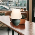 thumbnail image 2 of FSLiving Rustic Hand-Made Clay Pot White Fabric Shade Cone Shape Table Lamp Rechargeable Battery Operated RGB Bulbs by Remote, Wireless Timer and 15 Color Temperature, Dark Green for End Tables, 2 of 7