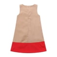 thumbnail image 4 of Richie House Little Girls Tan Red Paneled Bow Dress 3, 4 of 4