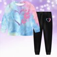 thumbnail image 2 of sdbrld Girls Adorable Casual Tie Dye Pattern Long Sleeved Pullover + Elastic Pants Fashion Outfit Sets,Sizes 8-9 Years, 2 of 9
